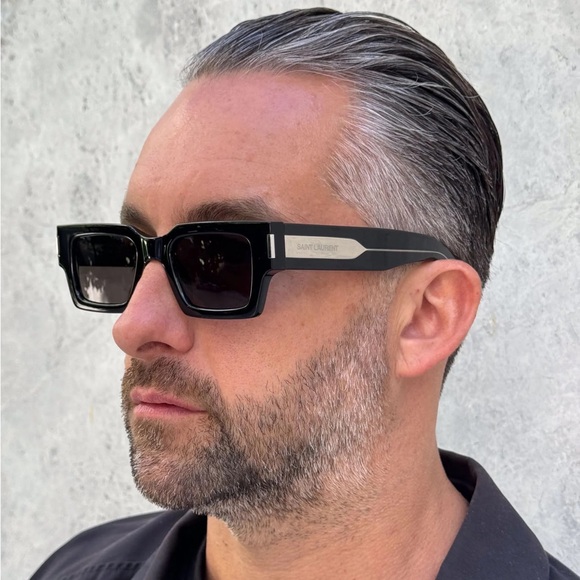NEW SAINT LAURENT SL572 001 SQUARE UNISEX SUNGLASSES SL 572 001 BLACK EYEWEAR - Picture 1 of 11